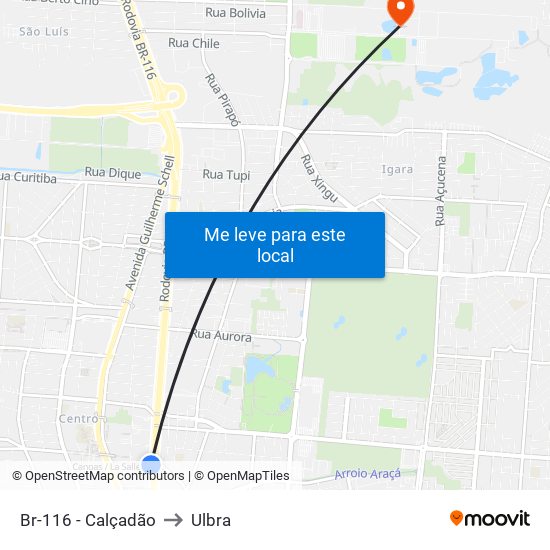 Br-116 - Calçadão to Ulbra map