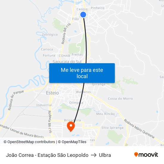 João Correa - Estação São Leopoldo to Ulbra map