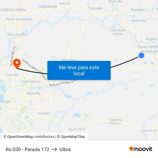 Rs-030 - Parada 172 to Ulbra map
