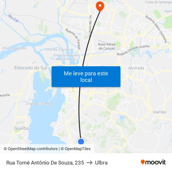 Rua Tomé Antônio De Souza, 235 to Ulbra map