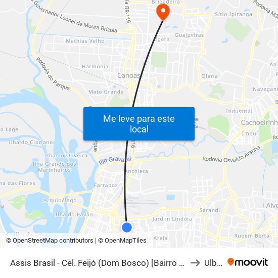 Assis Brasil - Cel. Feijó (Dom Bosco) [Bairro - Bc] to Ulbra map