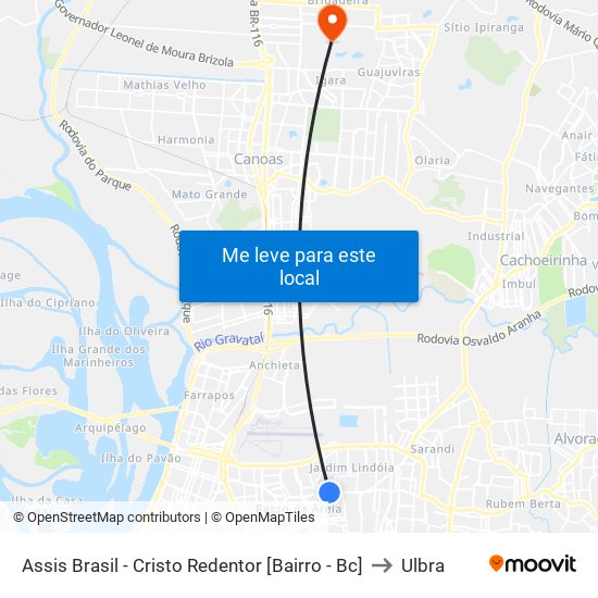 Assis Brasil - Cristo Redentor [Bairro - Bc] to Ulbra map