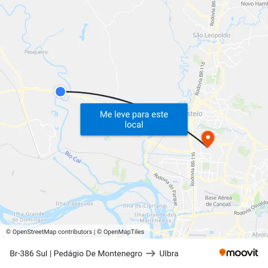 Br-386 Sul | Pedágio De Montenegro to Ulbra map