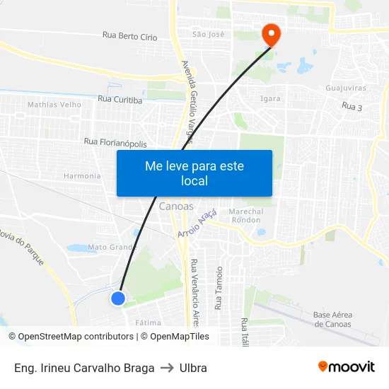 Eng. Irineu Carvalho Braga to Ulbra map