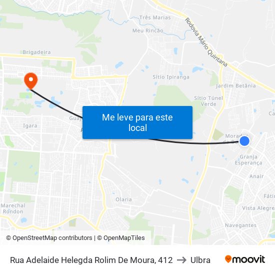 Rua Adelaide Helegda Rolim De Moura, 412 to Ulbra map