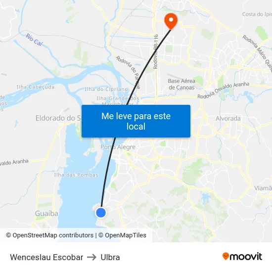 Wenceslau Escobar to Ulbra map