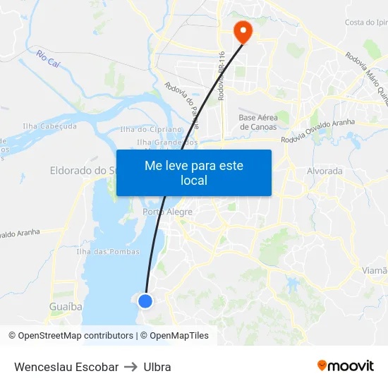 Wenceslau Escobar to Ulbra map