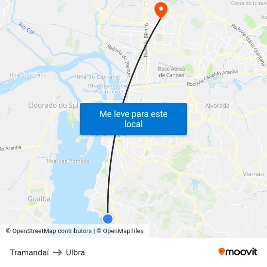 Tramandaí to Ulbra map