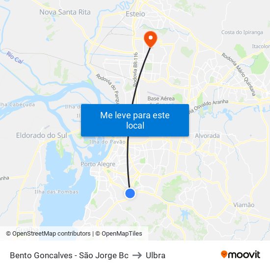 Bento Goncalves - São Jorge Bc to Ulbra map