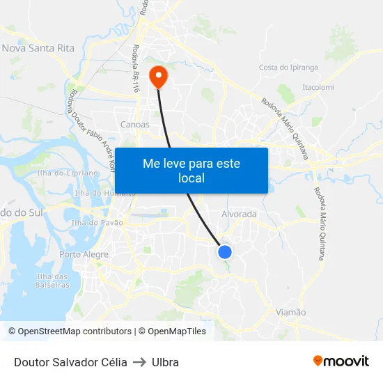 Doutor Salvador Célia to Ulbra map