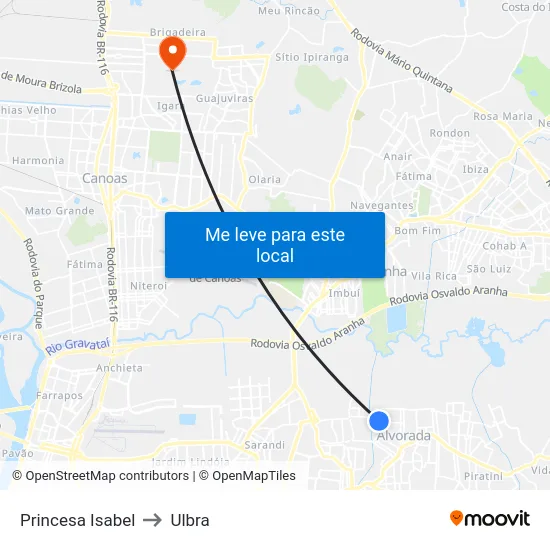 Princesa Isabel to Ulbra map