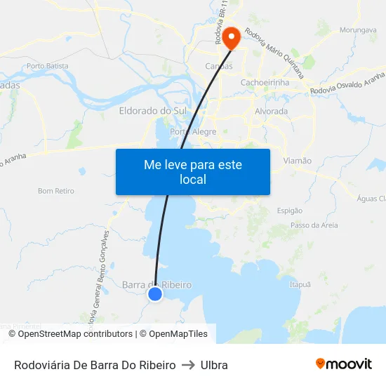 Rodoviária De Barra Do Ribeiro to Ulbra map
