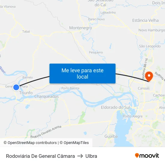 Rodoviária De General Câmara to Ulbra map