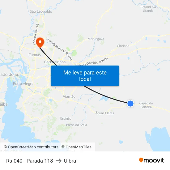 Rs-040 - Parada 118 to Ulbra map