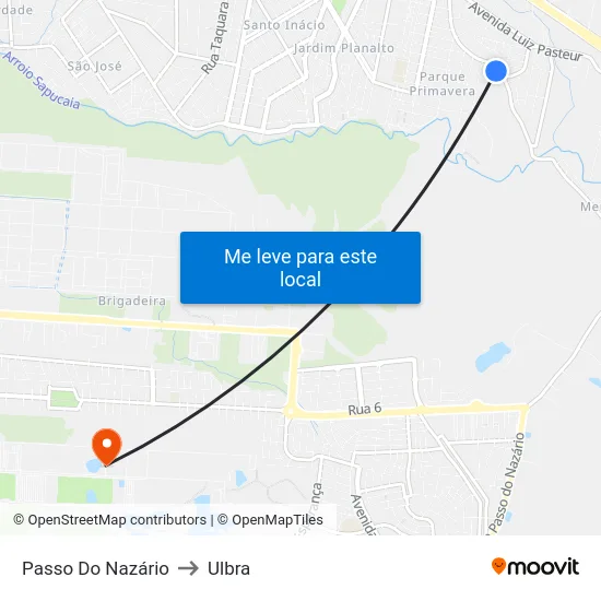 Passo Do Nazário to Ulbra map