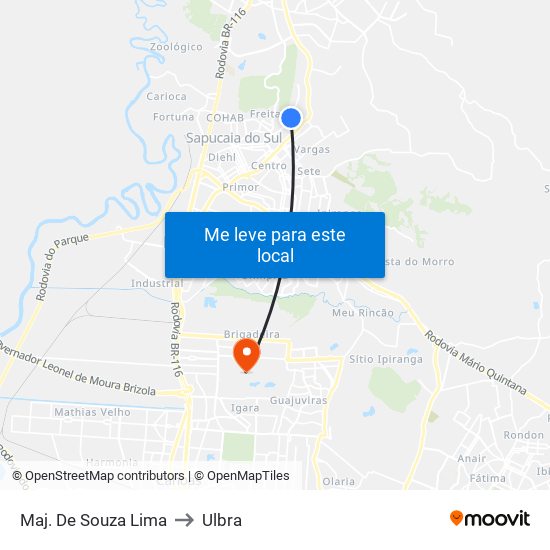 Maj. De Souza Lima to Ulbra map