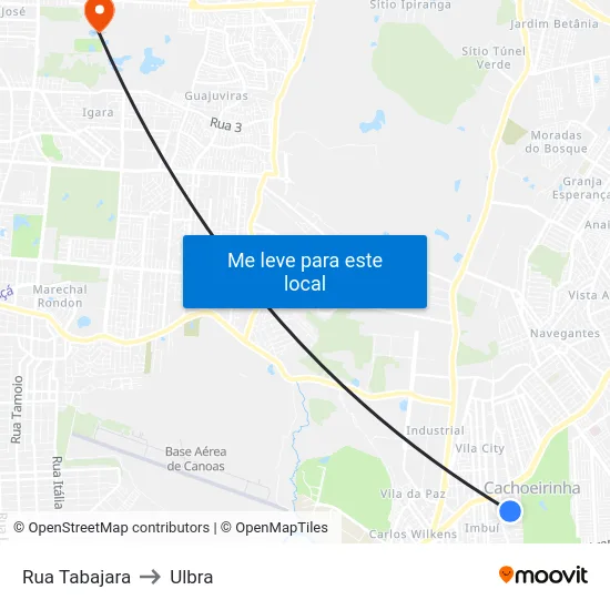 Rua Tabajara to Ulbra map
