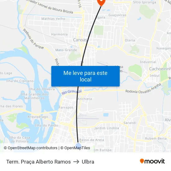Term. Praça Alberto Ramos to Ulbra map