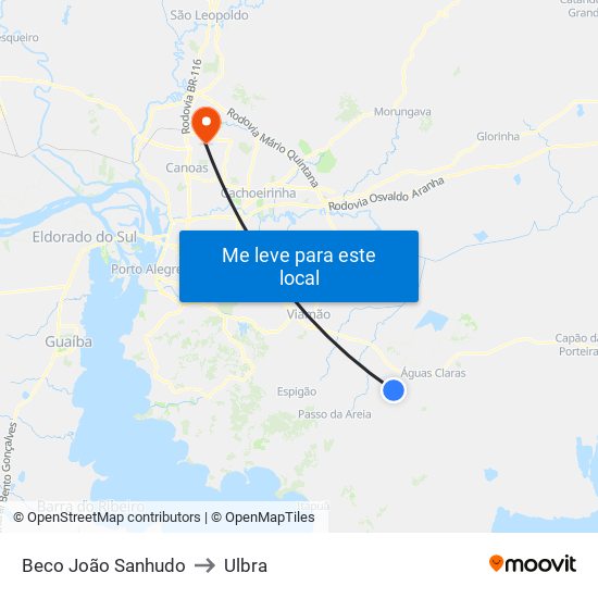 Beco João Sanhudo to Ulbra map