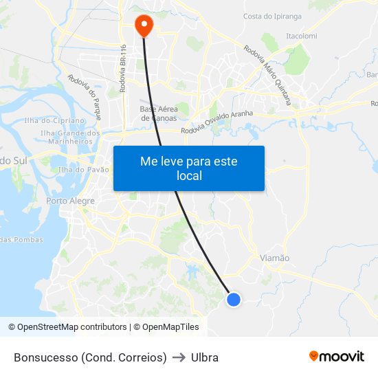 Bonsucesso (Cond. Correios) to Ulbra map
