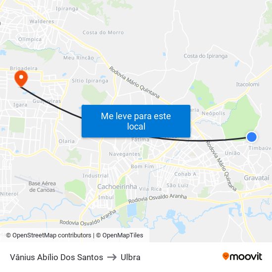 Vânius Abílio Dos Santos to Ulbra map