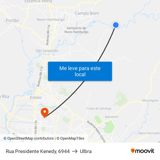 Rua Presidente Kenedy, 6944 to Ulbra map