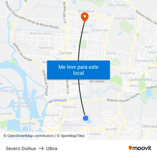 Severo Dullius to Ulbra map
