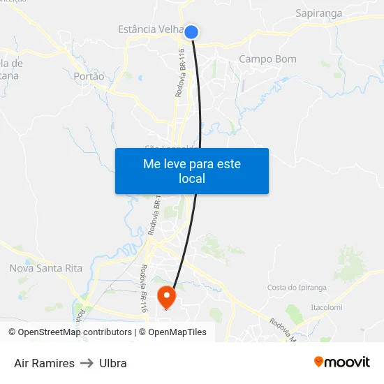 Air Ramires to Ulbra map