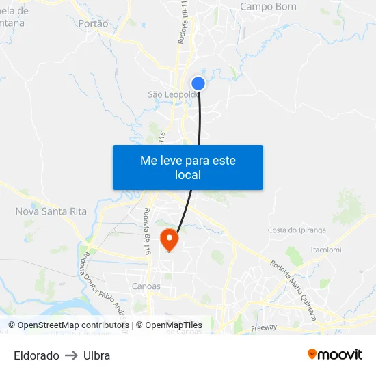 Eldorado to Ulbra map