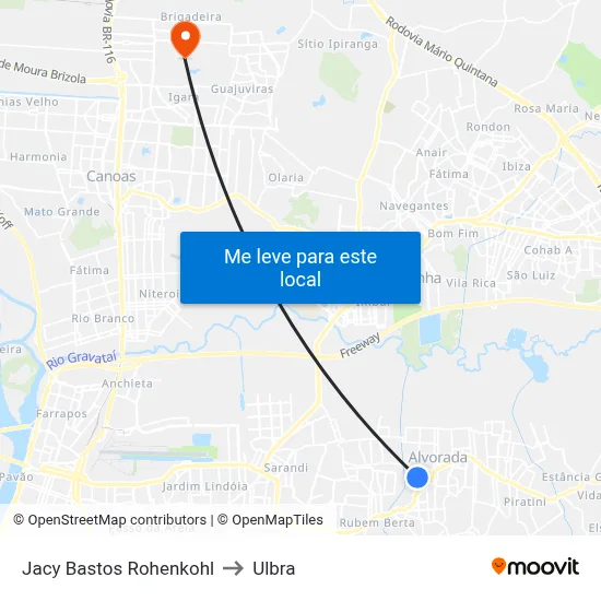 Jacy Bastos Rohenkohl to Ulbra map