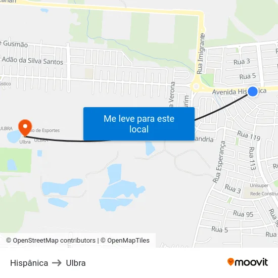 Hispânica to Ulbra map