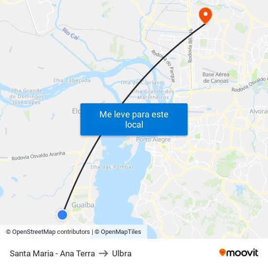 Santa Maria - Ana Terra to Ulbra map