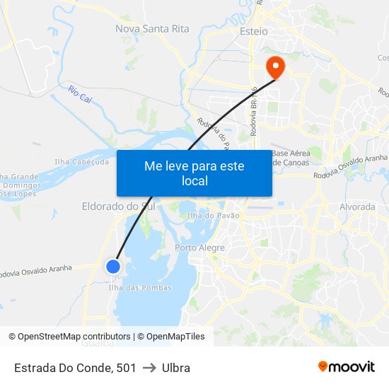 Estrada Do Conde, 501 to Ulbra map