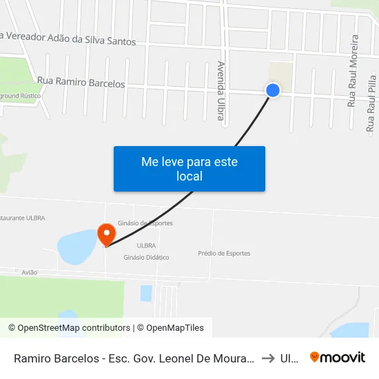 Ramiro Barcelos - Esc. Gov. Leonel De Moura Brizola to Ulbra map