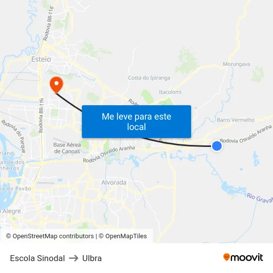 Escola Sinodal to Ulbra map