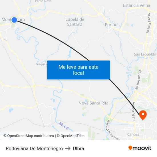 Rodoviária De Montenegro to Ulbra map
