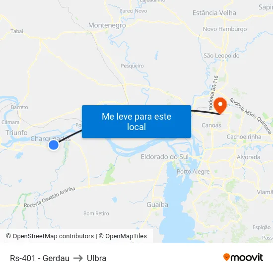 Rs-401 - Gerdau to Ulbra map