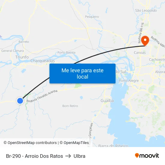 Br-290 - Arroio Dos Ratos to Ulbra map