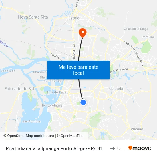 Rua Indiana Vila Ipiranga Porto Alegre - Rs 91360-394 Brasil to Ulbra map
