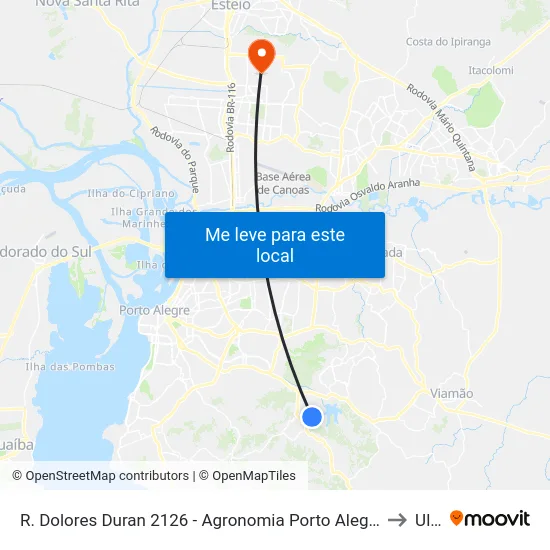 R. Dolores Duran 2126 - Agronomia Porto Alegre - Rs 91540-220 Brasil to Ulbra map