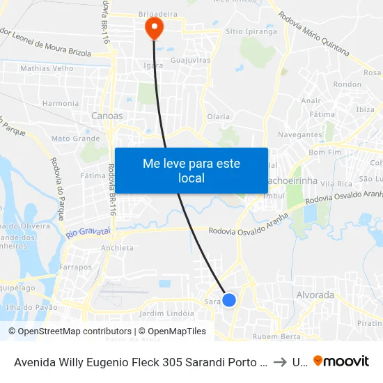 Avenida Willy Eugenio Fleck 305 Sarandi Porto Alegre - Rio Grande Do Sul 91140 Brasil to Ulbra map
