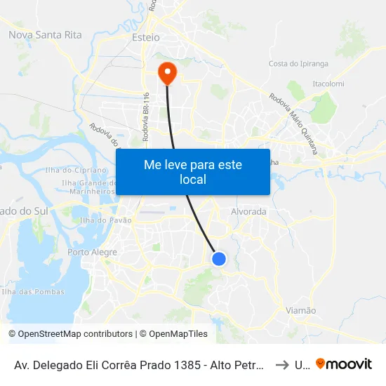 Av. Delegado Eli Corrêa Prado 1385 - Alto Petrópolis Porto Alegre - Rs 91260-300 Brasil to Ulbra map