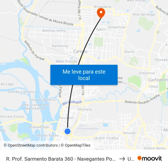 R. Prof. Sarmento Barata 360 - Navegantes Porto Alegre - Rs 90240-640 Brasil to Ulbra map