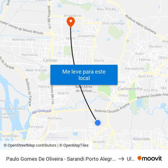 Paulo Gomes De Oliveira - Sarandi Porto Alegre - Rs 91120-440 Brasil to Ulbra map