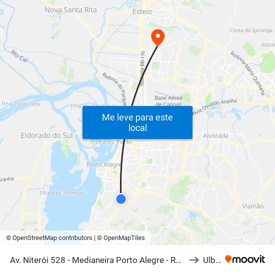 Av. Niterói 528 - Medianeira Porto Alegre - Rs Brasil to Ulbra map