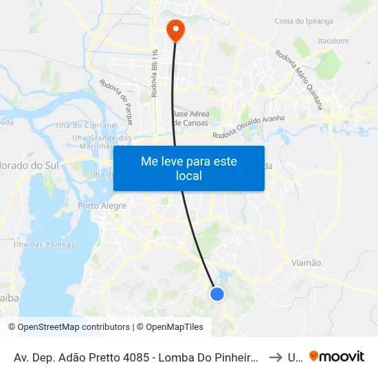 Av. Dep. Adão Pretto 4085 - Lomba Do Pinheiro Porto Alegre - Rs 91570-730 Brasil to Ulbra map