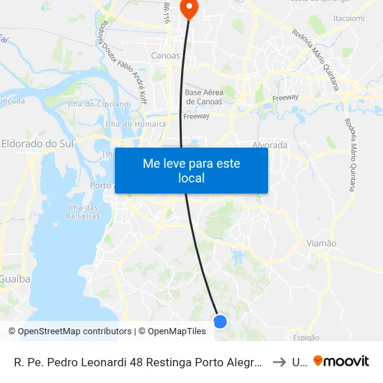 R. Pe. Pedro Leonardi 48 Restinga Porto Alegre - Rio Grande Do Sul 91791-300 Brasil to Ulbra map