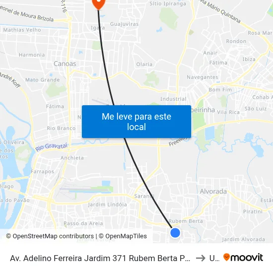 Av. Adelino Ferreira Jardim 371 Rubem Berta Porto Alegre - Rio Grande Do Sul 91250-310 Brasil to Ulbra map