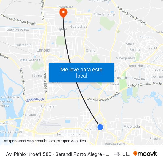 Av. Plínio Kroeff 580 - Sarandi Porto Alegre - Rs 91150-170 Brasil to Ulbra map