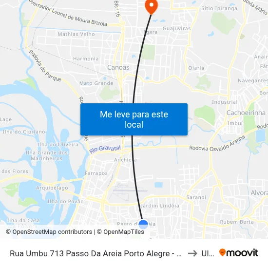 Rua Umbu 713 Passo Da Areia Porto Alegre - Rs 91350-100 Brasil to Ulbra map